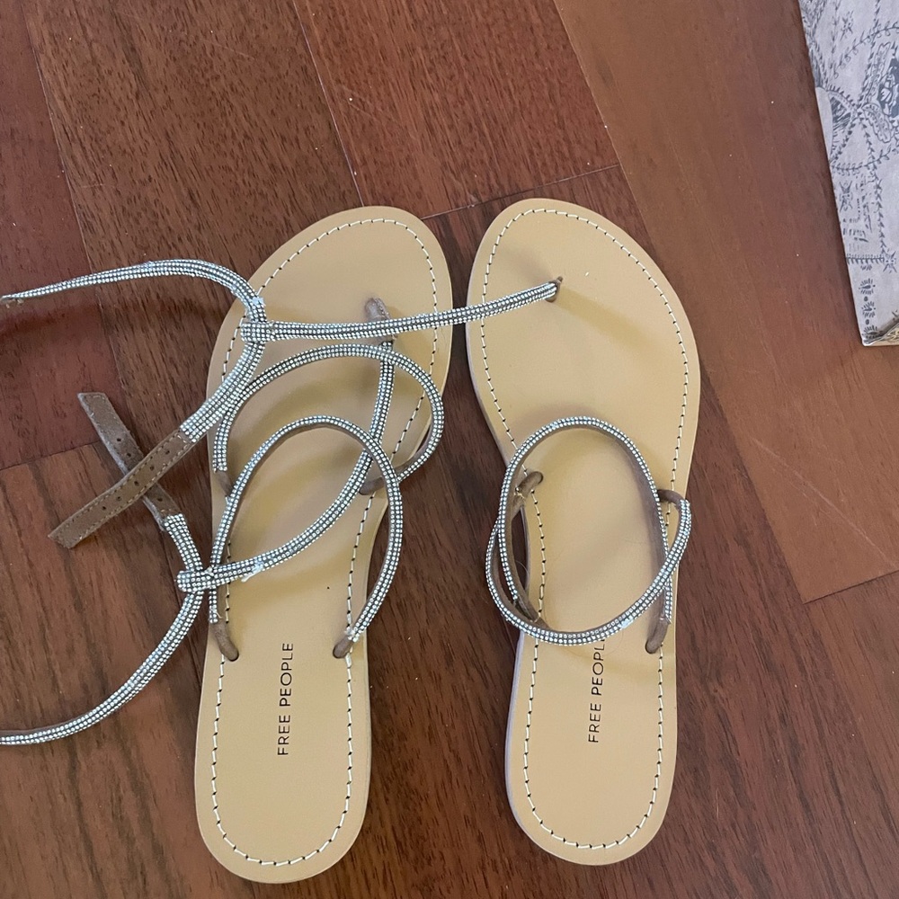 Free People Mustard Sandals with Metallic Straps - Picture 2 of 5